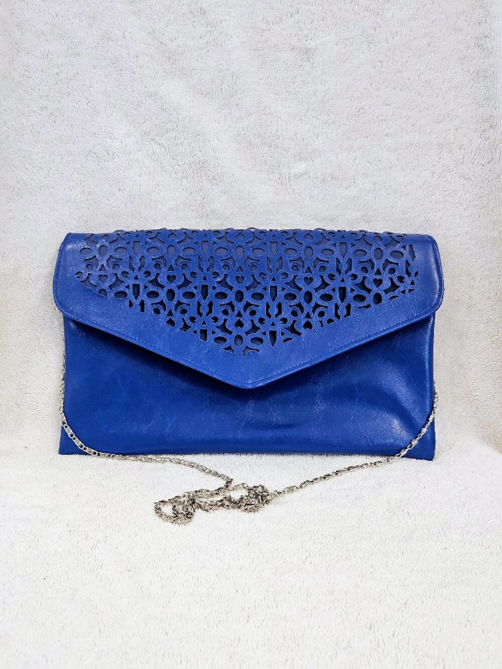 💯 Vegan Leather Royal Blue Cutout Envelope Style Clutch Crossbody 💯